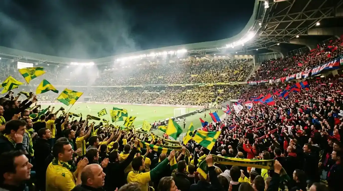 Kibice w barwach dwóch reprezentacji na trybunach dużego stadionu podczas Mundialu 2026