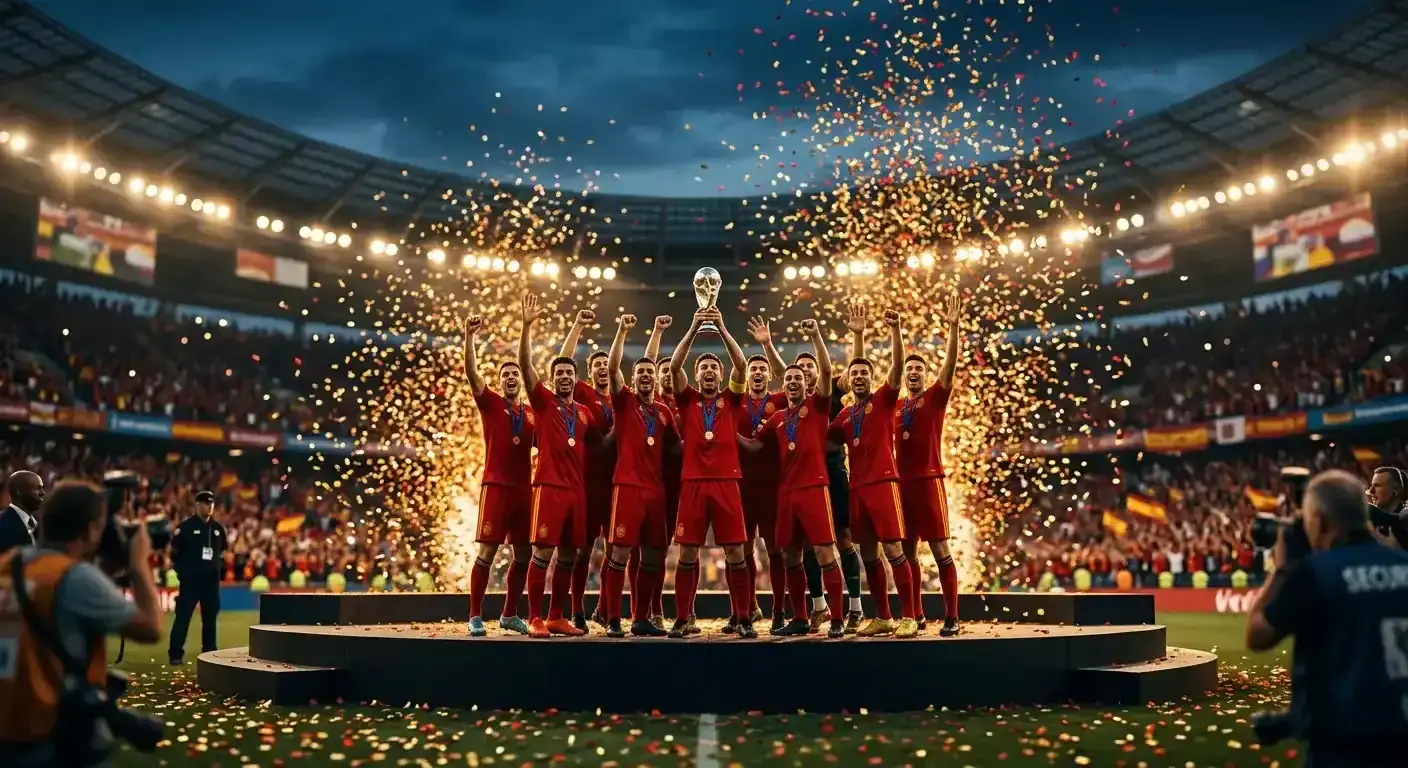 Ferran Torres strzela zwycięskiego gola w finale Mundialu 2026, Hiszpanie celebrują na murawie MetLife Stadium
