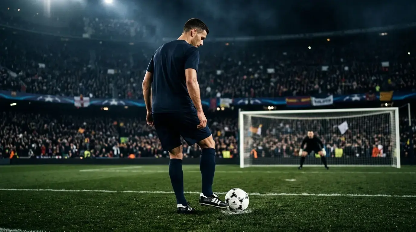 Piłkarz podczas serii rzutów karnych w nocnym meczu fazy pucharowej Mundialu 2026