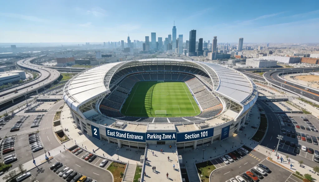 Mapa stadionów Mundialu 2026 w USA, Meksyku i Kanadzie z zaznaczonymi miastami-gospodarzami