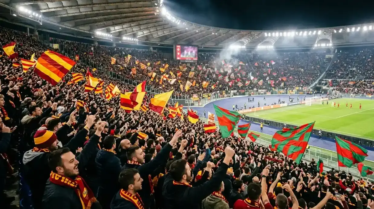 Kibice dwóch iberyjskich reprezentacji z flagami na trybunach podczas Mundialu 2026